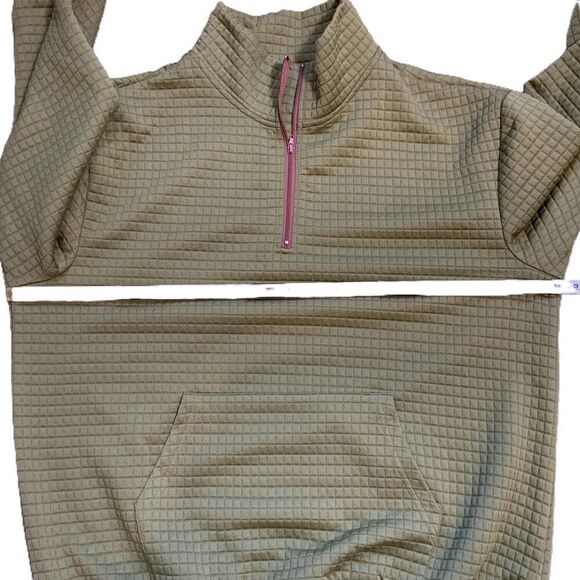 Thermowave Green Quarter Zip Wafer Texture Long Sleeve Pullover Sweatshirt Sz Lg - Picture 7 of 12